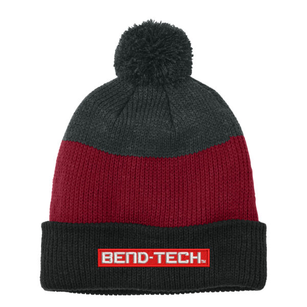 Port Authority® Cozy Striped Pom Beanie - Embroidered Logo Thumbnail